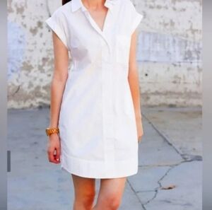 EUC J Crew Size XL White Cotton Collared Shirt Dress!
